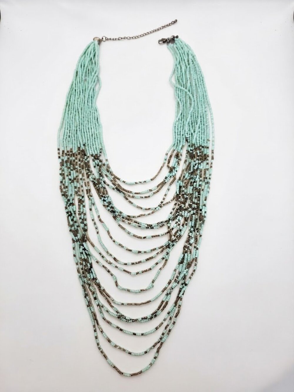 San Marco "Samsara" Boho Multi-Strand Waterfall Beaded Necklace – Turquoise